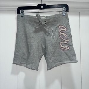 Aeropostale AERO Logo Sweat Shorts gray Elastic Waist Drawstring Size xs